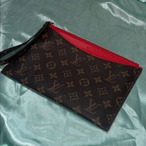 Louis Vuitton Monogram Pouch with Red Trim